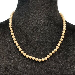 Vintage Marvella Necklace Faux Pearl Hand Knotted Signed High Luster